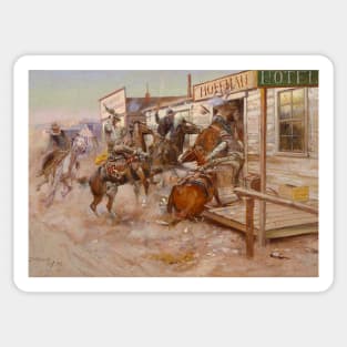 “In Without Knocking” Western Art by Charles M Russell Sticker